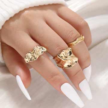 Punk Gothic Style 3 - Piece set of Abstract Geometric Irregular Rings - LaVie Jewelery