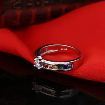 925 Sterling Silver Color Rainbow Cubic Zircon Rings - LaVie Jewelery