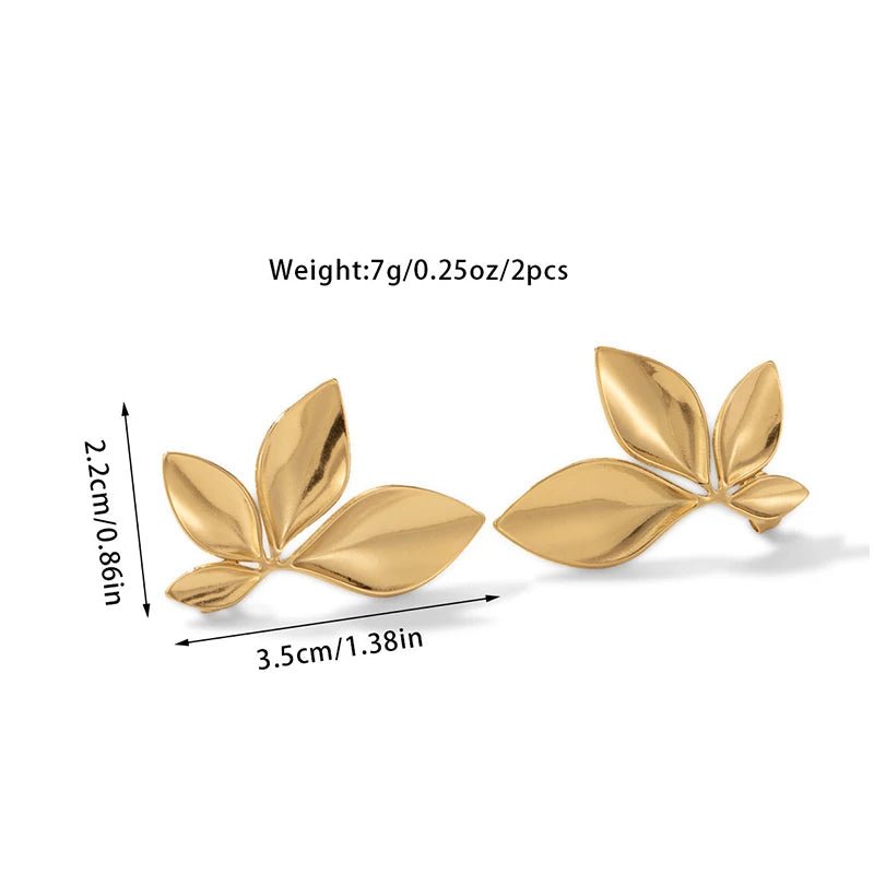 Stainless Steel Leaves Flower Stud Earrings - LaVie Jewelery