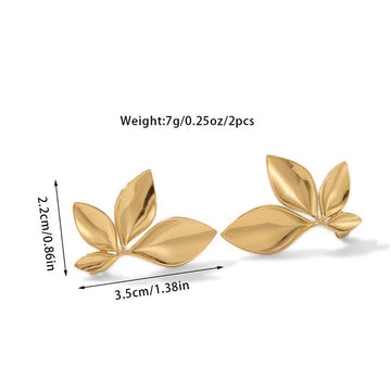 Stainless Steel Leaves Flower Stud Earrings - LaVie Jewelery