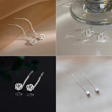 Korean Style Long Tassel Heart Drop Earrings - LaVie Jewelery