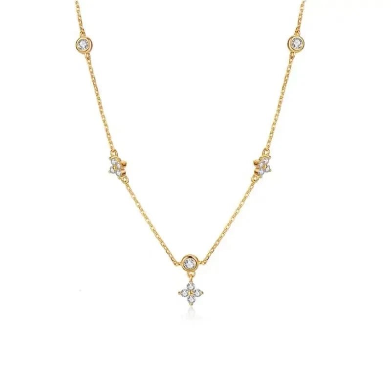 Zircon Four - leaf Flower Luxury Chain Choker Necklace - LaVie Jewelery