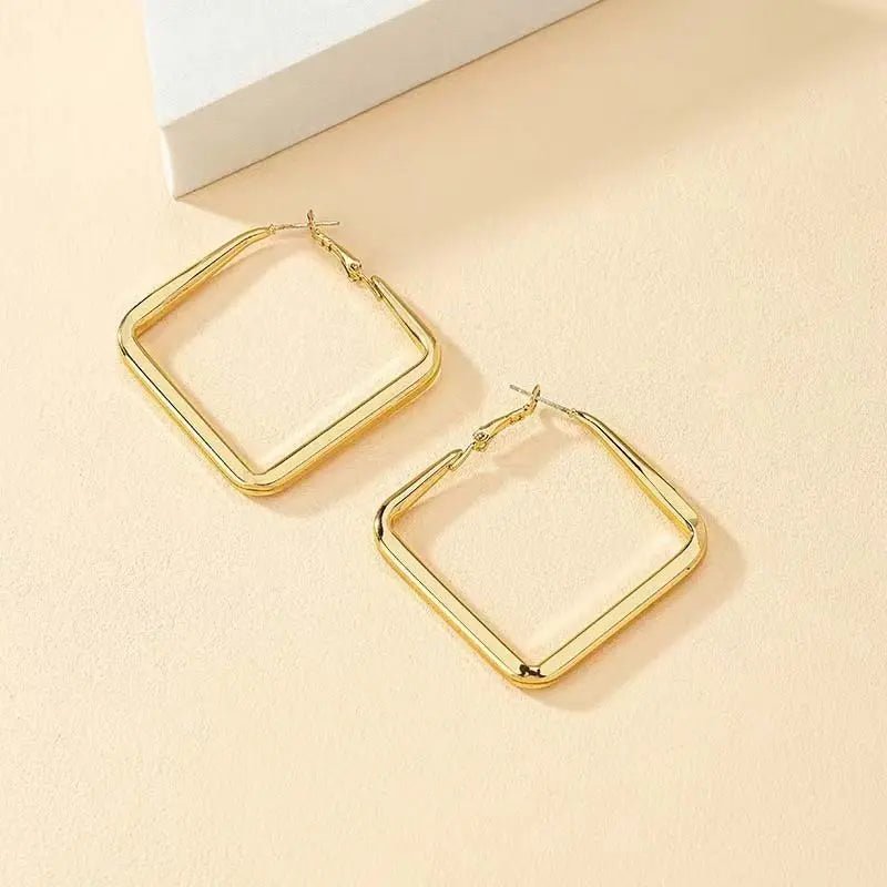 Irregular Circle Gold Color Square Hoop Earrings - LaVie Jewelery