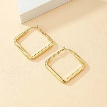 Gold Color Square Hoop Earrings - LaVie Jewelery