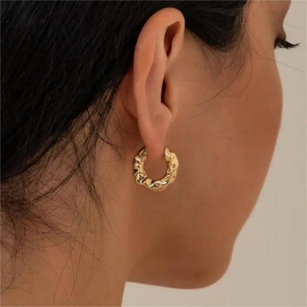 18K Gold Plated Silver Color Circle Hoop Earrings - LaVie Jewelery