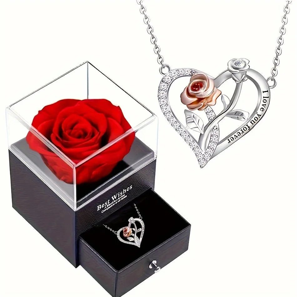 "The Eternal Flame" Forever Love Necklace & Rose Set - The LaVie Jewelry