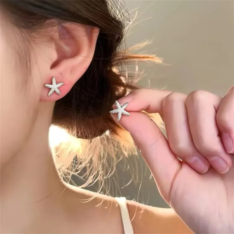 Gold Color Metal Starfish Stud Earrings - LaVie Jewelery
