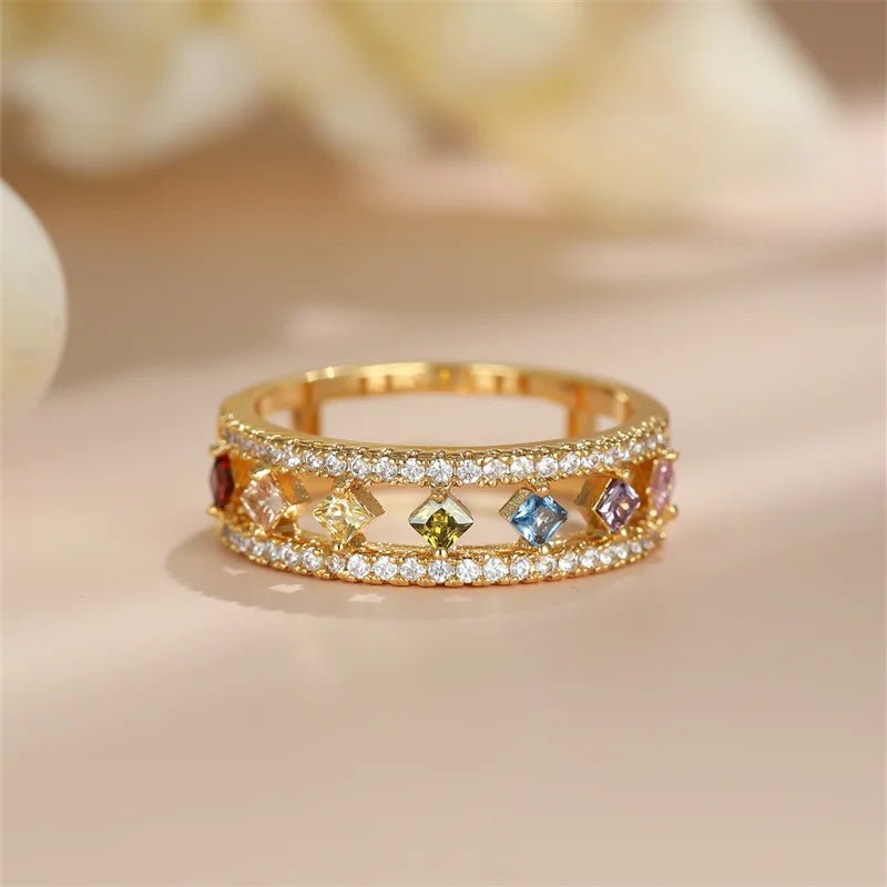 Gold Color Vintage Crystal Zircon Stone Engagement Rings - LaVie Jewelery