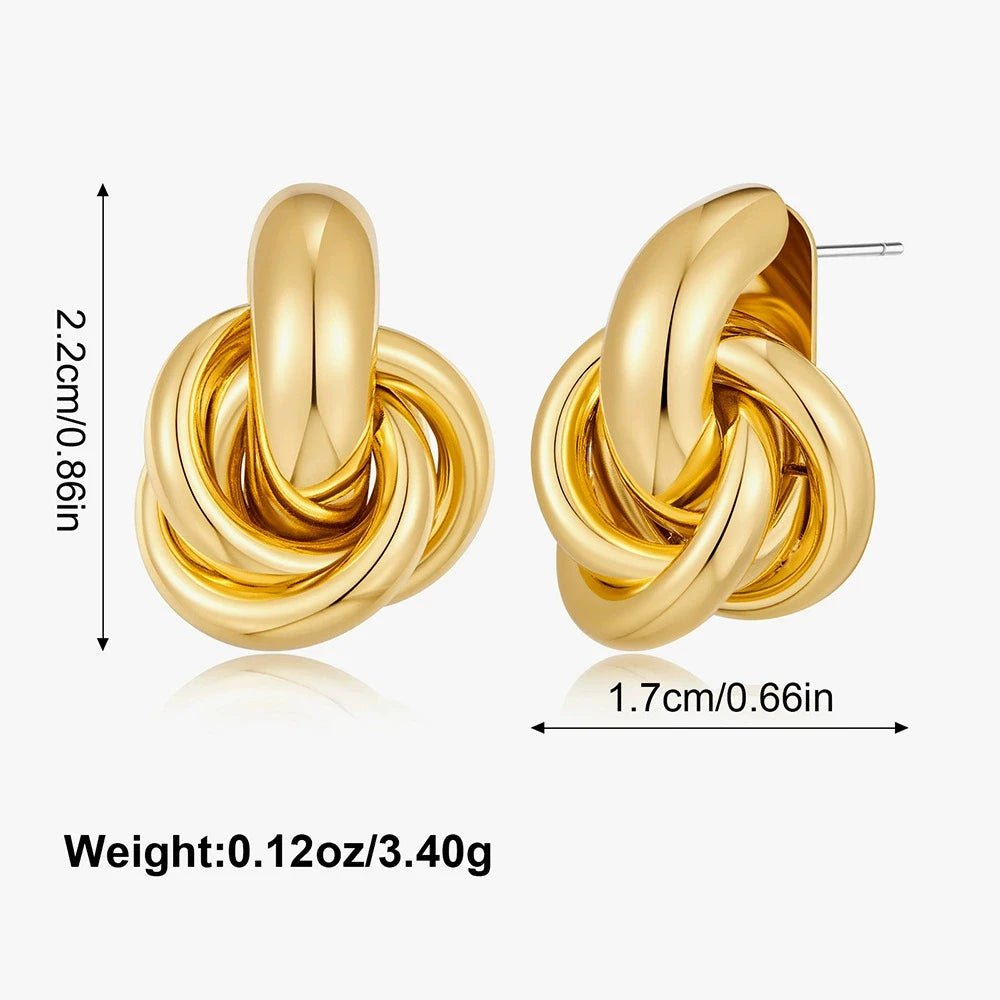Gold Silver Retro Stud Fashion Round Double Ring Earrings - LaVie Jewelery