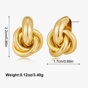 Gold Silver Retro Stud Fashion Round Double Ring Earrings - LaVie Jewelery