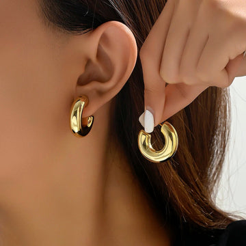 Gold Color Circle Twists Hoop Earrings - LaVie Jewelery