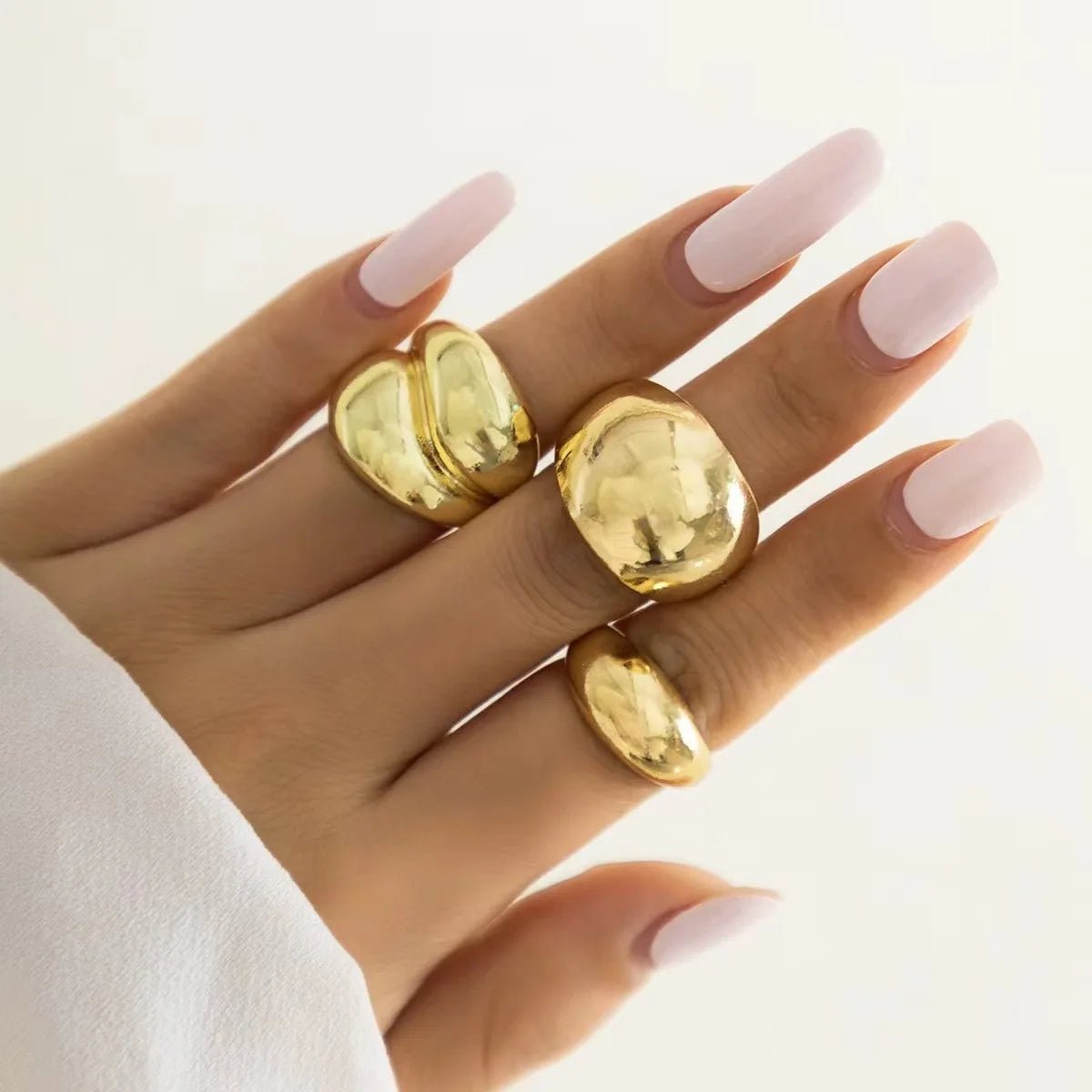 Punk Gothic Style 3 - Piece set of Abstract Geometric Irregular Rings - LaVie Jewelery