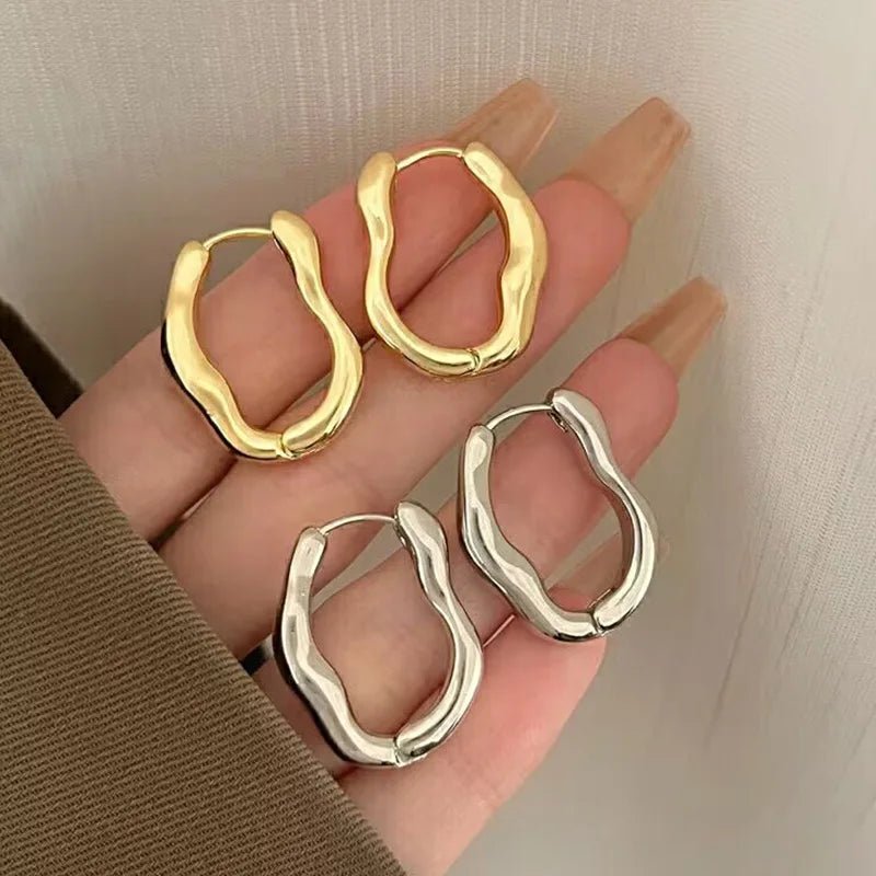 Irregular Oval Hoop Earrings - LaVie Jewelery