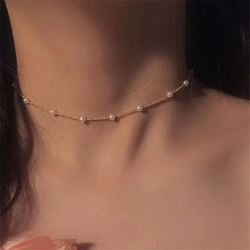 Gold Color New Beads Pearl Choker Necklace - LaVie Jewelery