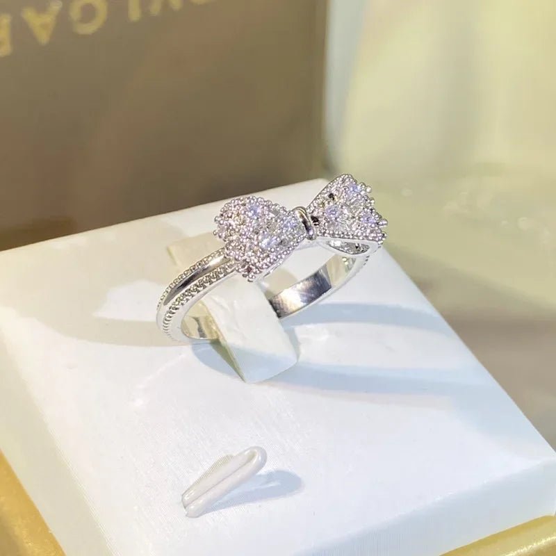 Fancy Bow Ring with Dazzling CZ Sterling Silver - LaVie Jewelery