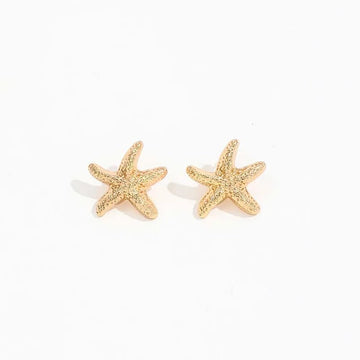 Gold Color Metal Starfish Stud Earrings - LaVie Jewelery