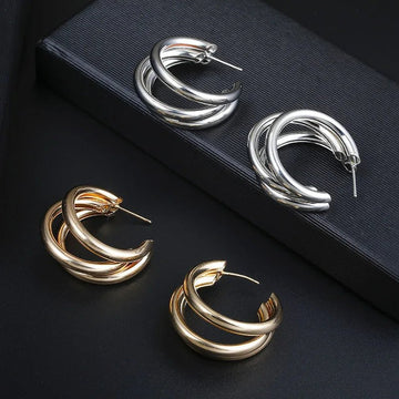 Stainless Steel Round Circle Hoop Earrings - LaVie Jewelery