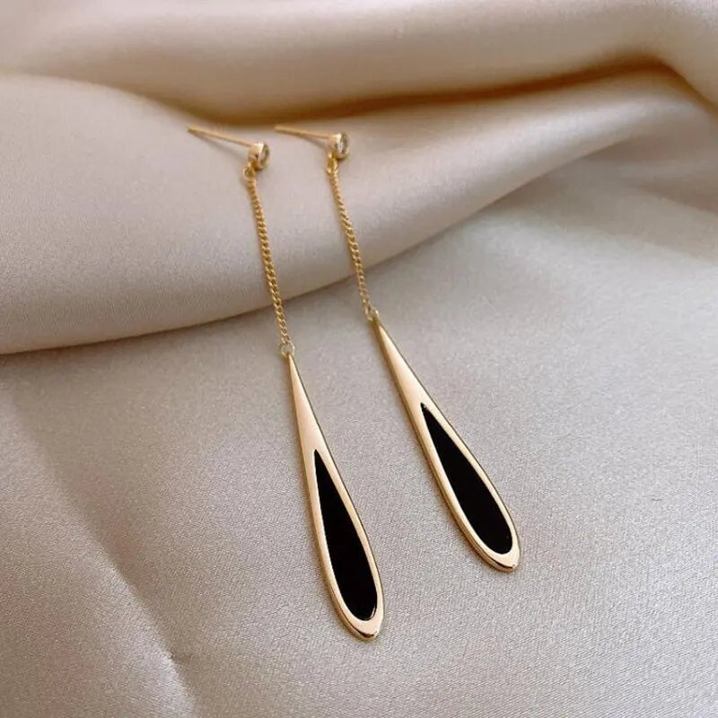 Korean Fashion Gold Color Long Tassel Dangle Earrings - LaVie Jewelery