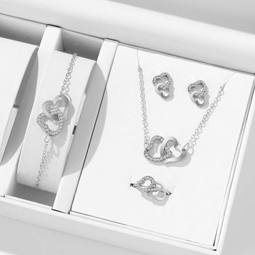 Elegant Gold Rhinestone Heart Shaped Jewelery Set - LaVie Jewelery