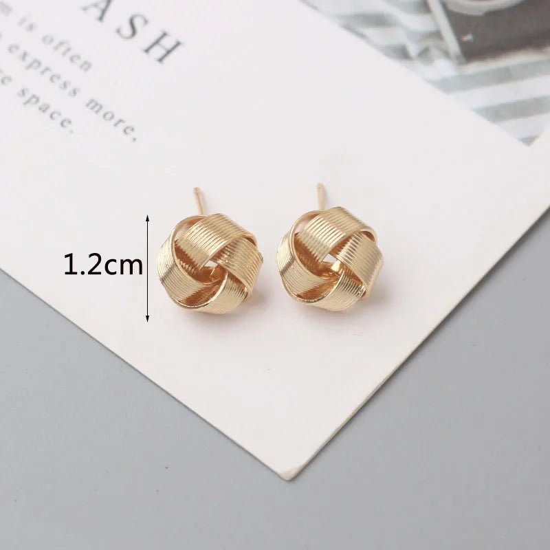 Gold Color Tiny Twist Metal Stud Earrings - LaVie Jewelery
