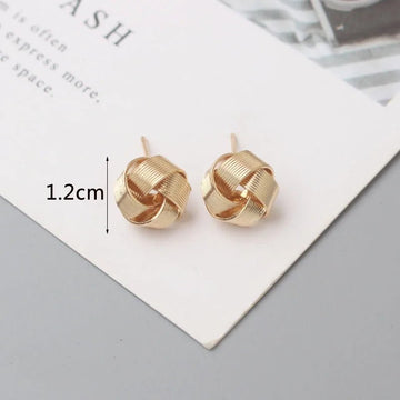 Gold Color Tiny Twist Metal Stud Earrings - LaVie Jewelery