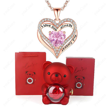 "The Passionate Heart" Red Pendant & Bear Gift Set - LaVie Jewelery