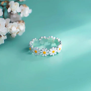 Daisy Flowers Exquisite Enamel Sunflower Open Rings - LaVie Jewelery