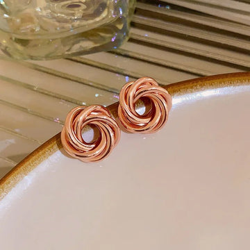 Multilayer Round Circles Twisted Metal Gold Color Hoop Earrings - LaVie Jewelery