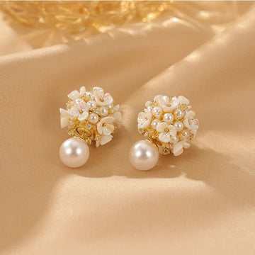 Elegant Double Side White Shell Pearl Stud Earrings - LaVie Jewelery