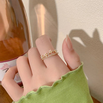 Cubic Zircon Flower Opening Rings - LaVie Jewelery