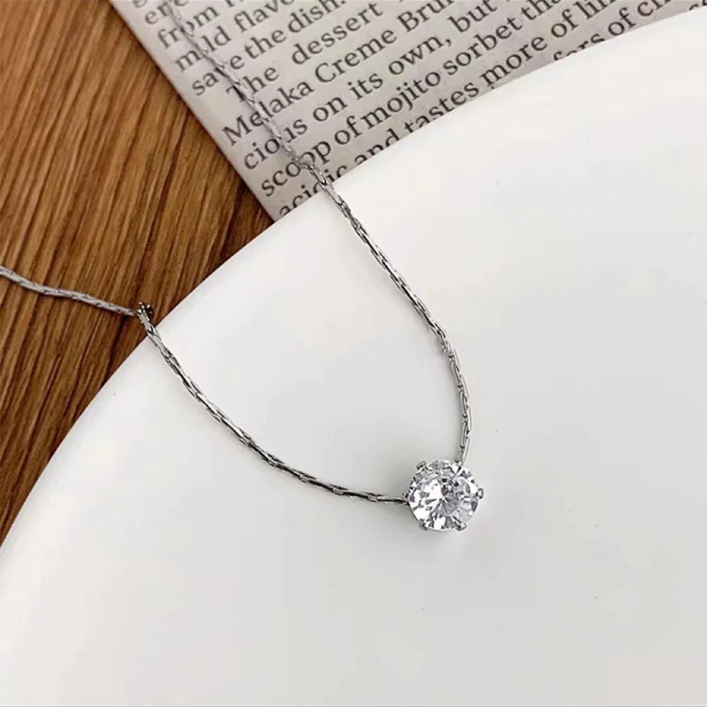Stainless Steel Gold Zircon Charm Necklace - LaVie Jewelery