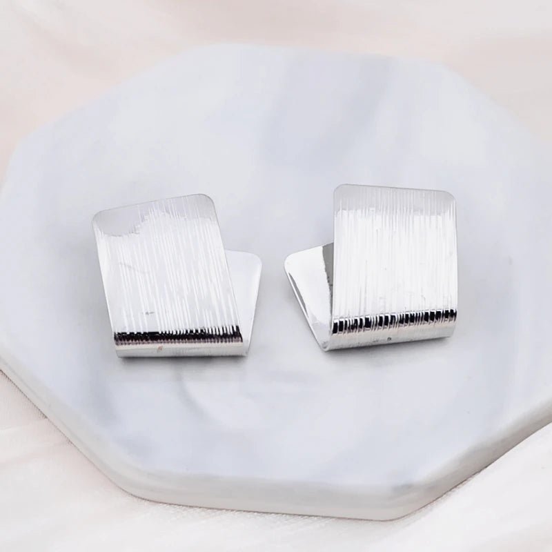 Stylish Small Stud Earrings with Folded Design - LaVie Jewelry