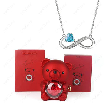 "The Radiant Heart" Red Pendant & Bear Rose Set - LaVie Jewelery