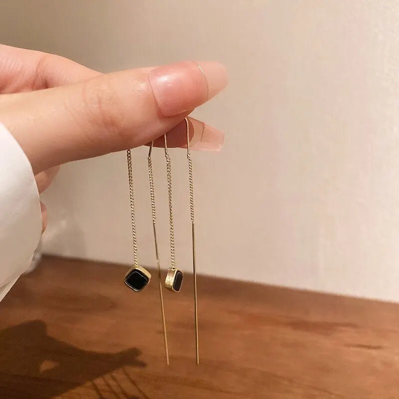 Korean Fashion Gold Color Long Tassel Dangle Earrings - LaVie Jewelery