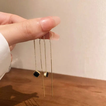 Korean Fashion Gold Color Long Tassel Dangle Earrings - LaVie Jewelery