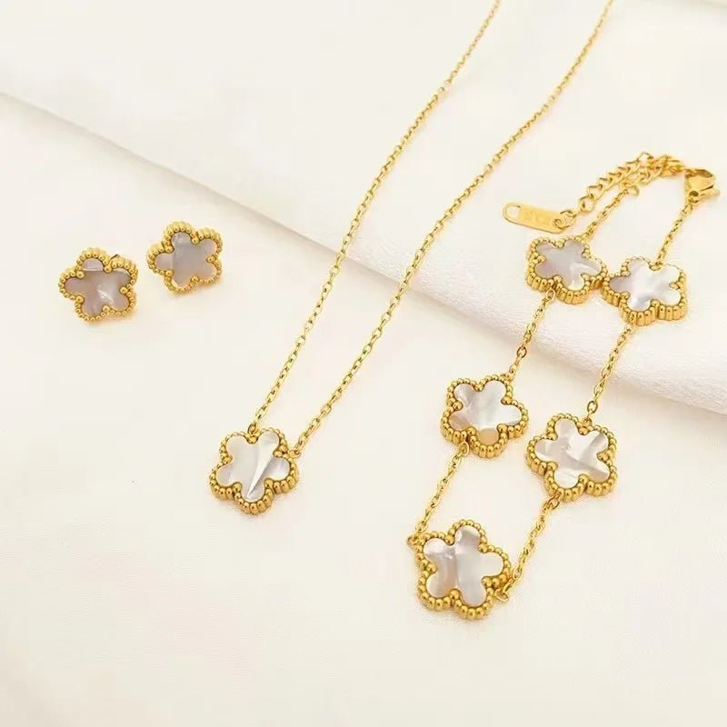 Stainless Steel Luxury Plum Blossom Jewelry Sets - LaVie Jewelery