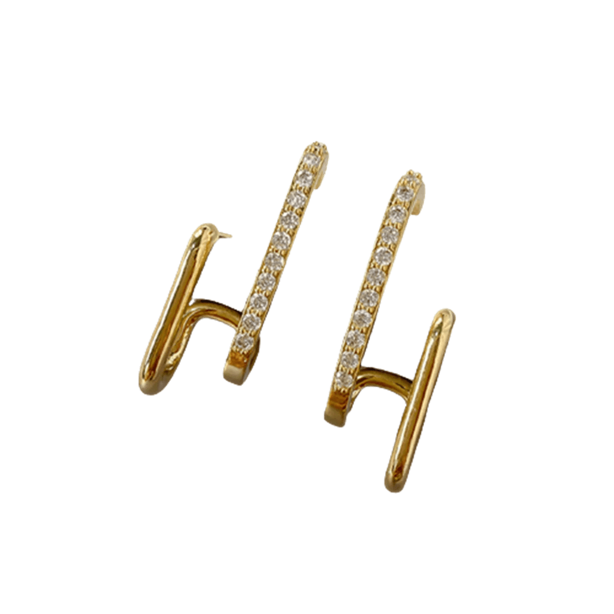 Korean Luxury Crystal Irregular U - shaped Gold Color Earrings - LaVie Jewelery