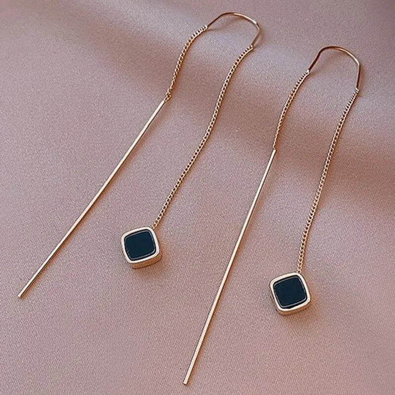 Korean Fashion Gold Color Long Tassel Dangle Earrings - LaVie Jewelery