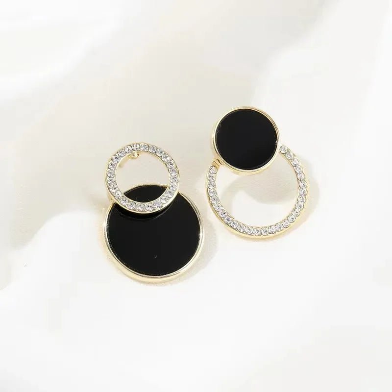 Gold Plating Hallowout Round Metal Crystal Stone Stud Earrings - LaVie Jewelery