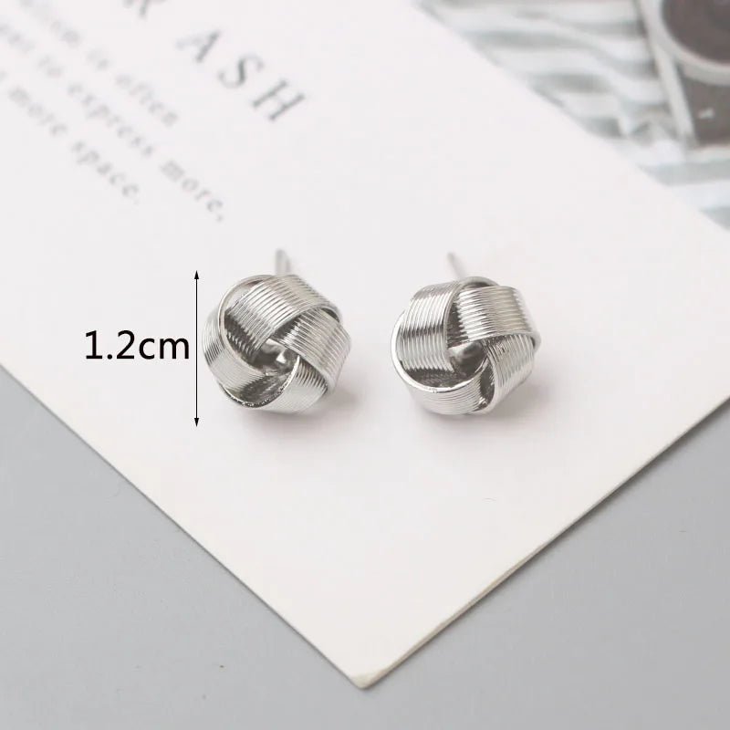 Gold Color Tiny Twist Metal Stud Earrings - LaVie Jewelery