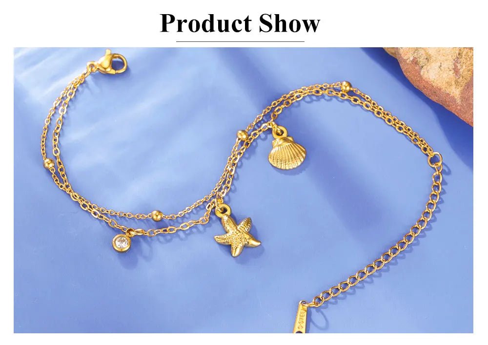 Stainless Steel Starfish Seashell Charms Bracelet - LaVie Jewelery