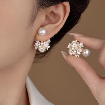 Elegant Double Side White Shell Pearl Stud Earrings - LaVie Jewelery