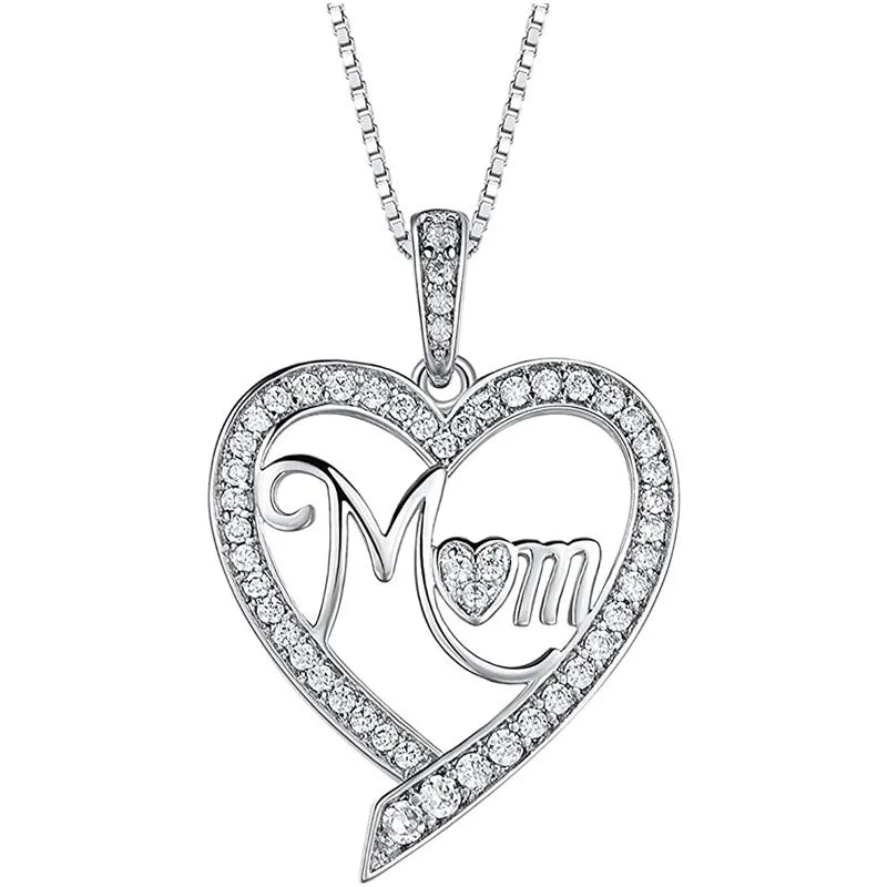 Elegant Hollow Heart Rhinestone Pendant Necklace - LaVie Jewelery