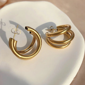 Stainless Steel Round Circle Hoop Earrings - LaVie Jewelery