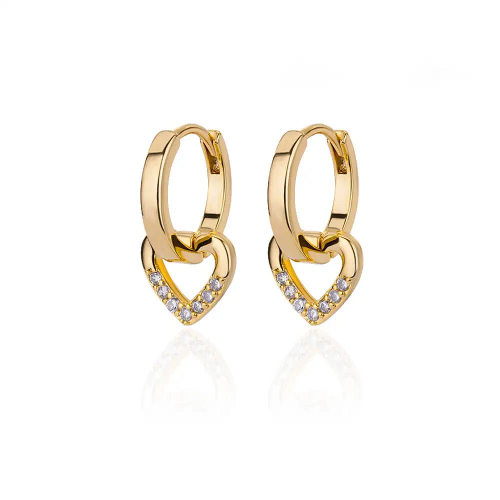 Stainless Steel Gold Silver Color Zircon Heart Earrings - LaVie Jewelery