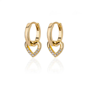 Stainless Steel Gold Silver Color Zircon Heart Earrings - LaVie Jewelery