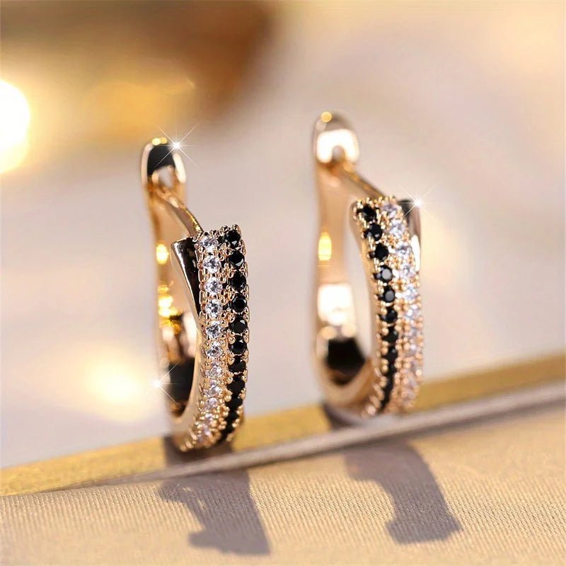 Trendy Crystal Black And White Zircon Earrings - LaVie Jewelery