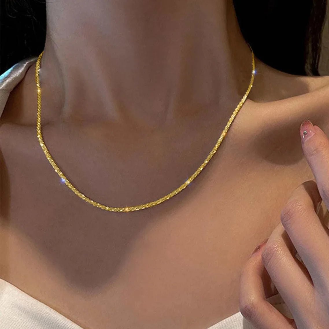 Silver Color Sparkling Clavicle Chain Choker Necklace - LaVie Jewelery