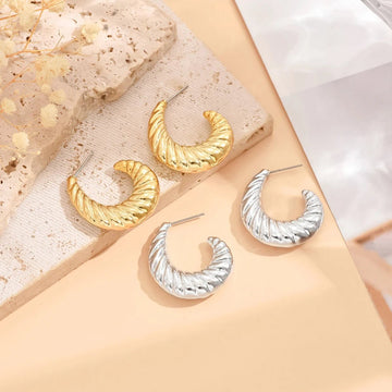 Stylish Metallic Gold Silver Color Earrings - LaVie Jewelery