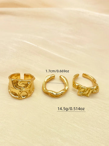 Punk Gothic Style 3 - Piece set of Abstract Geometric Irregular Rings - LaVie Jewelery